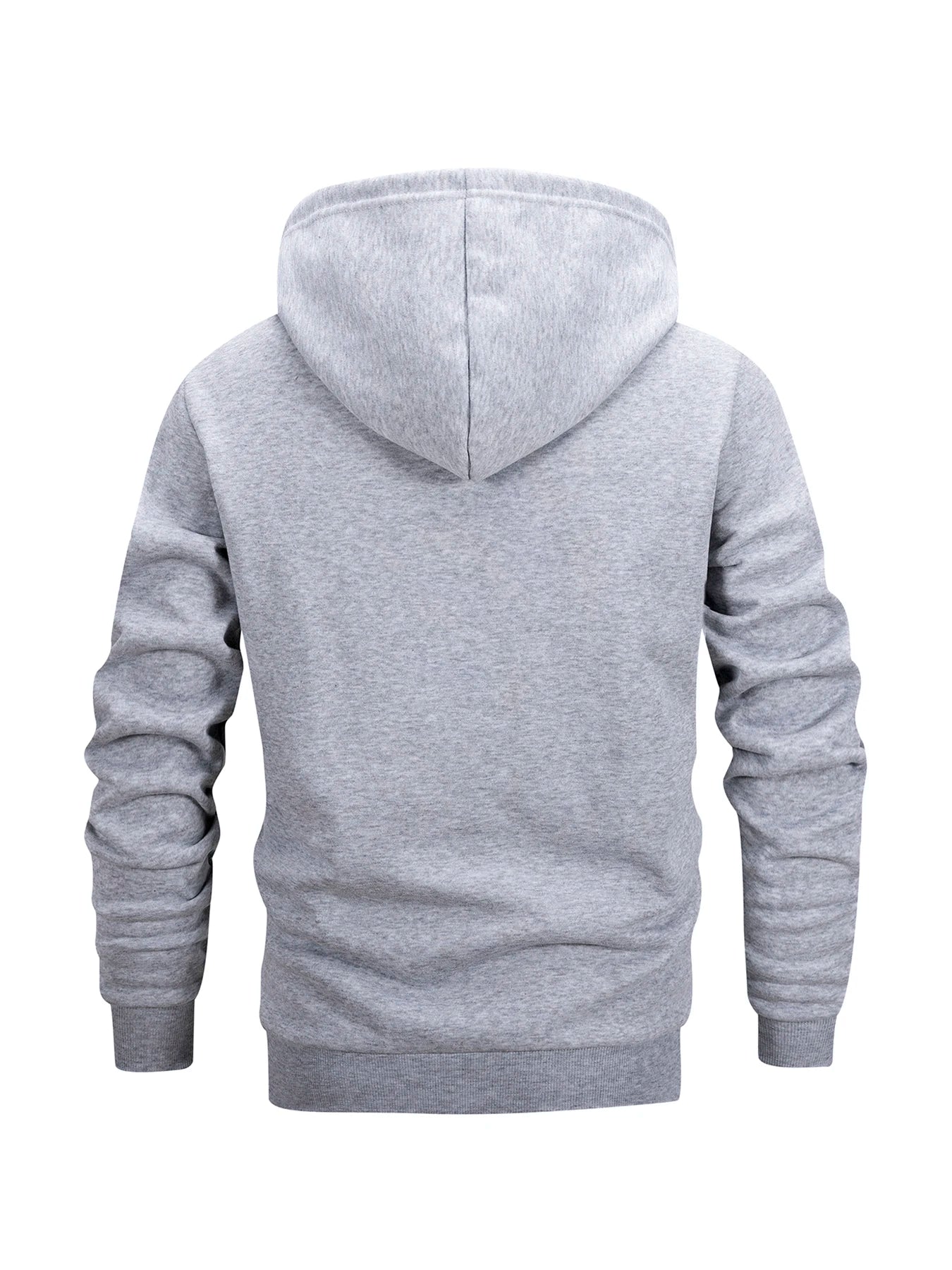 Men's Zip-Up Hoodie Jacket in Light Gray — Back View
