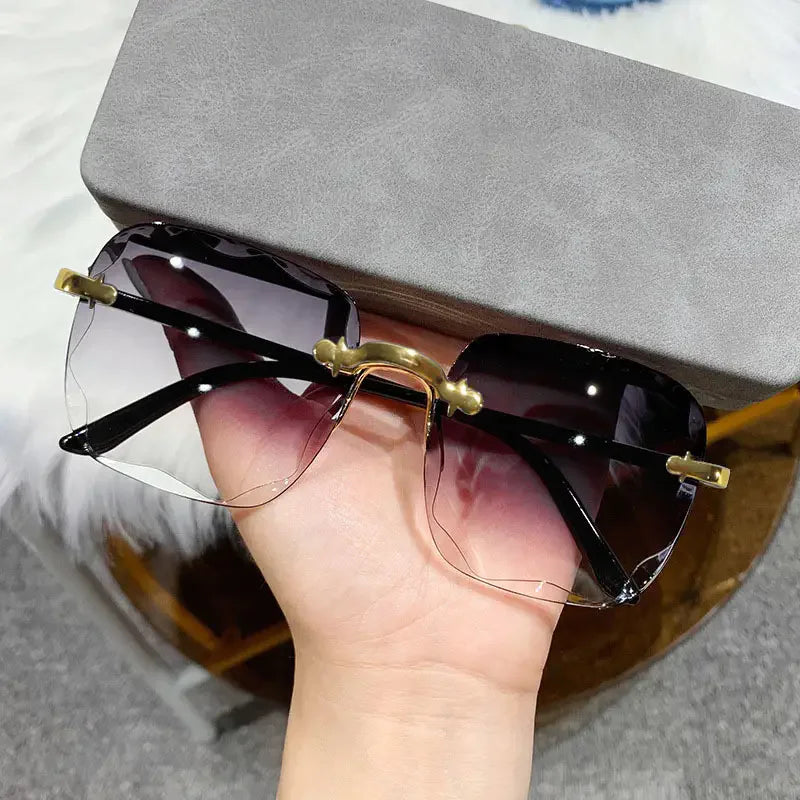 Women's Square Rimless Sunglasses Set – 3 Pack UV400 Protection