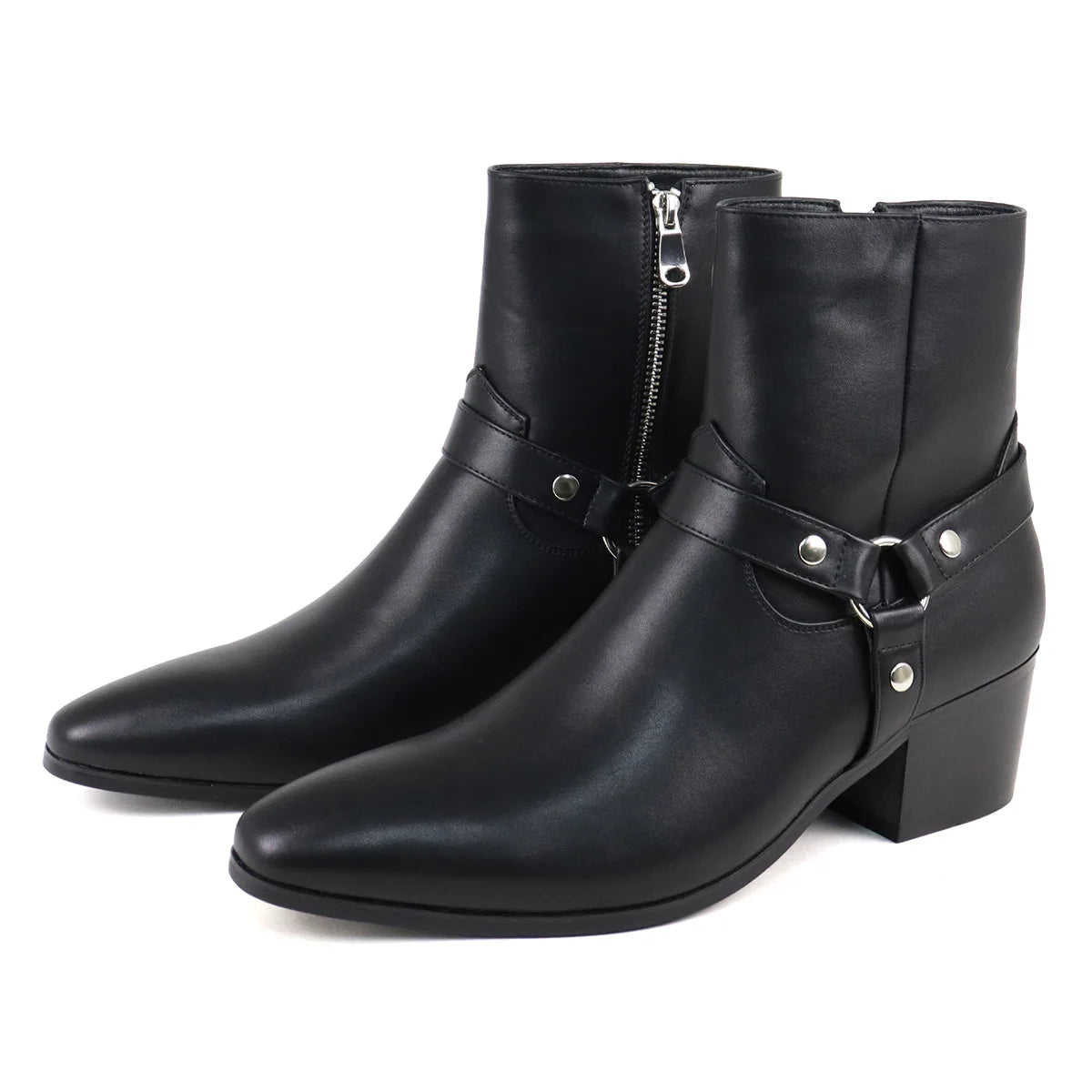 Chain Detail Western Ankle Boots | Men's Cowboy Riding Shoes