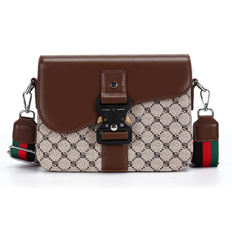 Men's Jacquard Crossbody Sling Bag — Waterproof PU Leather