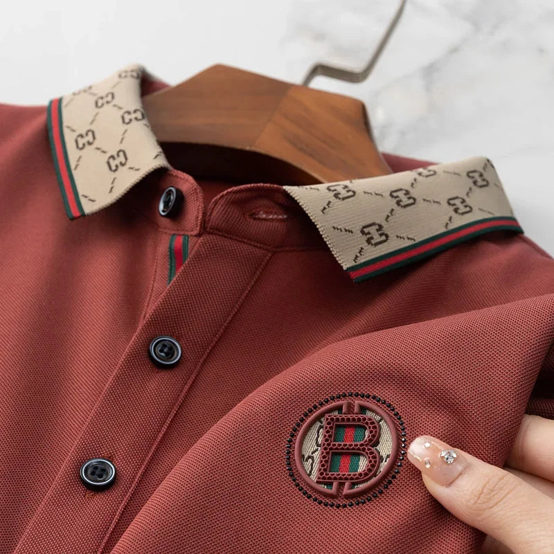 Men's Ice Silk Embroidered Polo Shirt – Breathable Summer Top