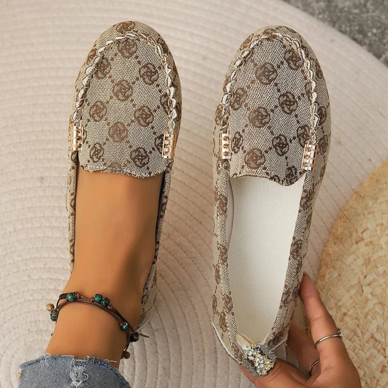 Women's Luxury Print Canvas Loafers – Casual Flat Outdoor Shoes