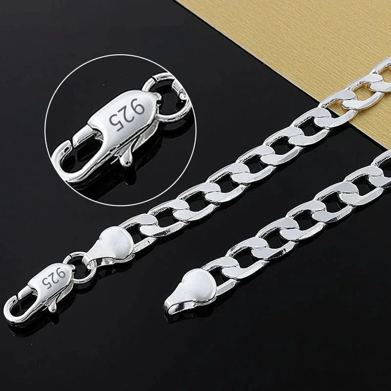 925 Sterling Silver 6MM Link Chain Necklace – Unisex Classic Jewelry
