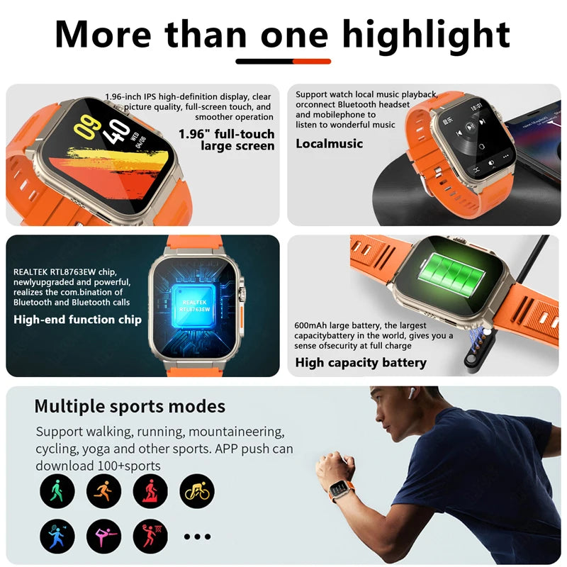 LIGE A70 Smartwatch — 600mAh Battery, Bluetooth Calling & Health Tracking