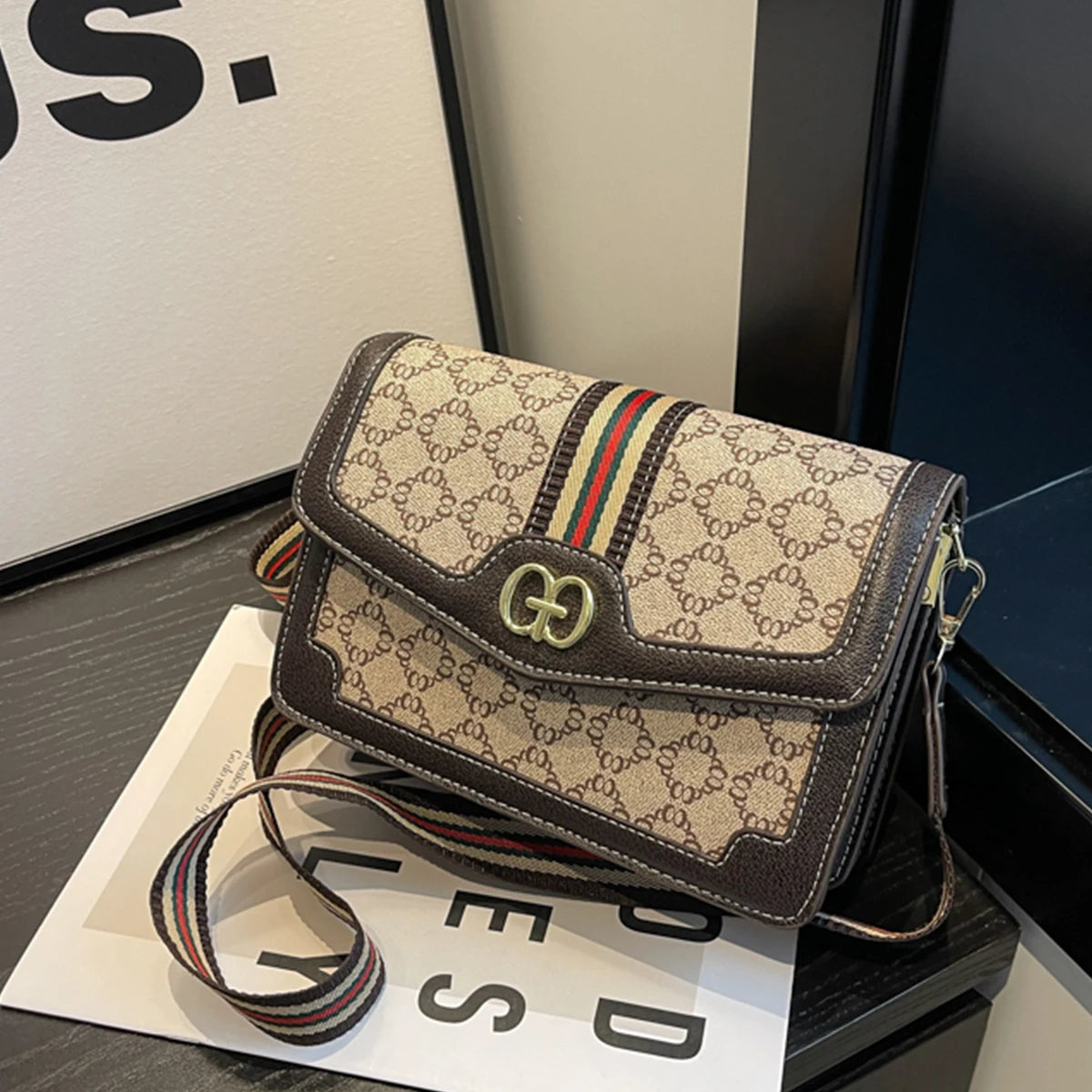 Women's Quilted Geometric Crossbody Bag – Lightweight PU Shoulder Bag