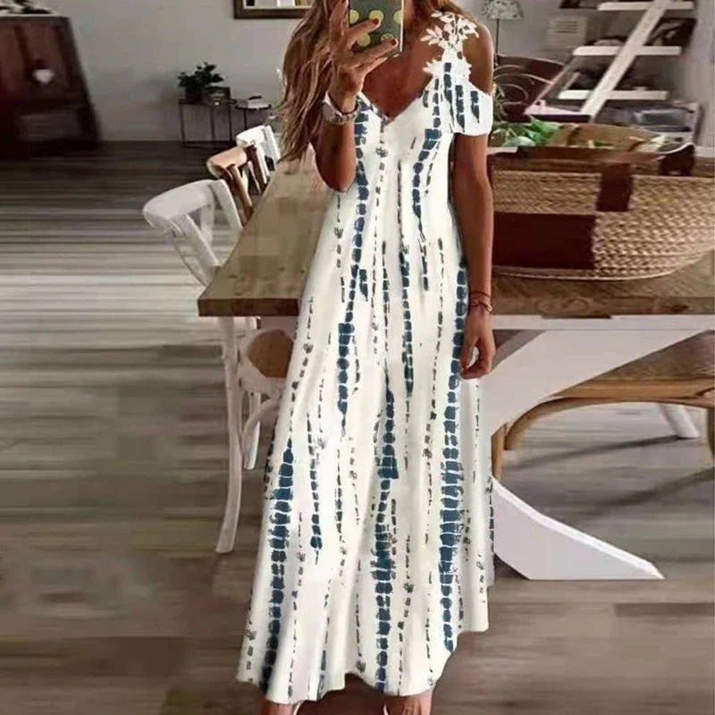 Women's Printed Sleeveless Maxi Dress – Casual Summer Long Dress