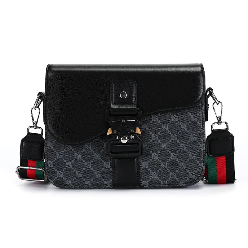 Men's Jacquard Crossbody Sling Bag — Waterproof PU Leather