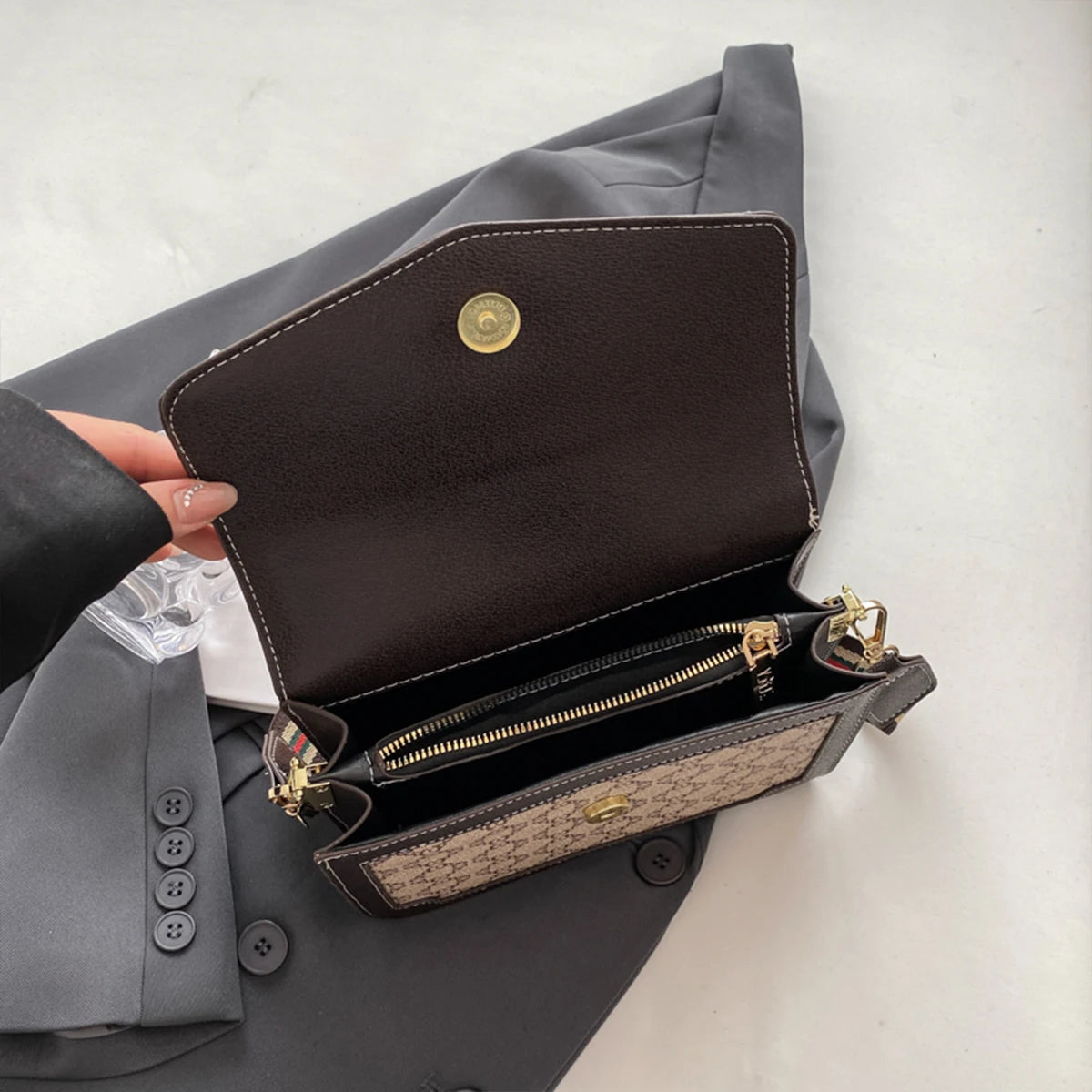 Women's Quilted Geometric Crossbody Bag – Lightweight PU Shoulder Bag