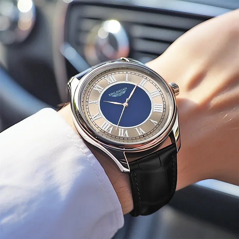 Men's Luxury Business Quartz Watch – Leather Strap, Waterproof