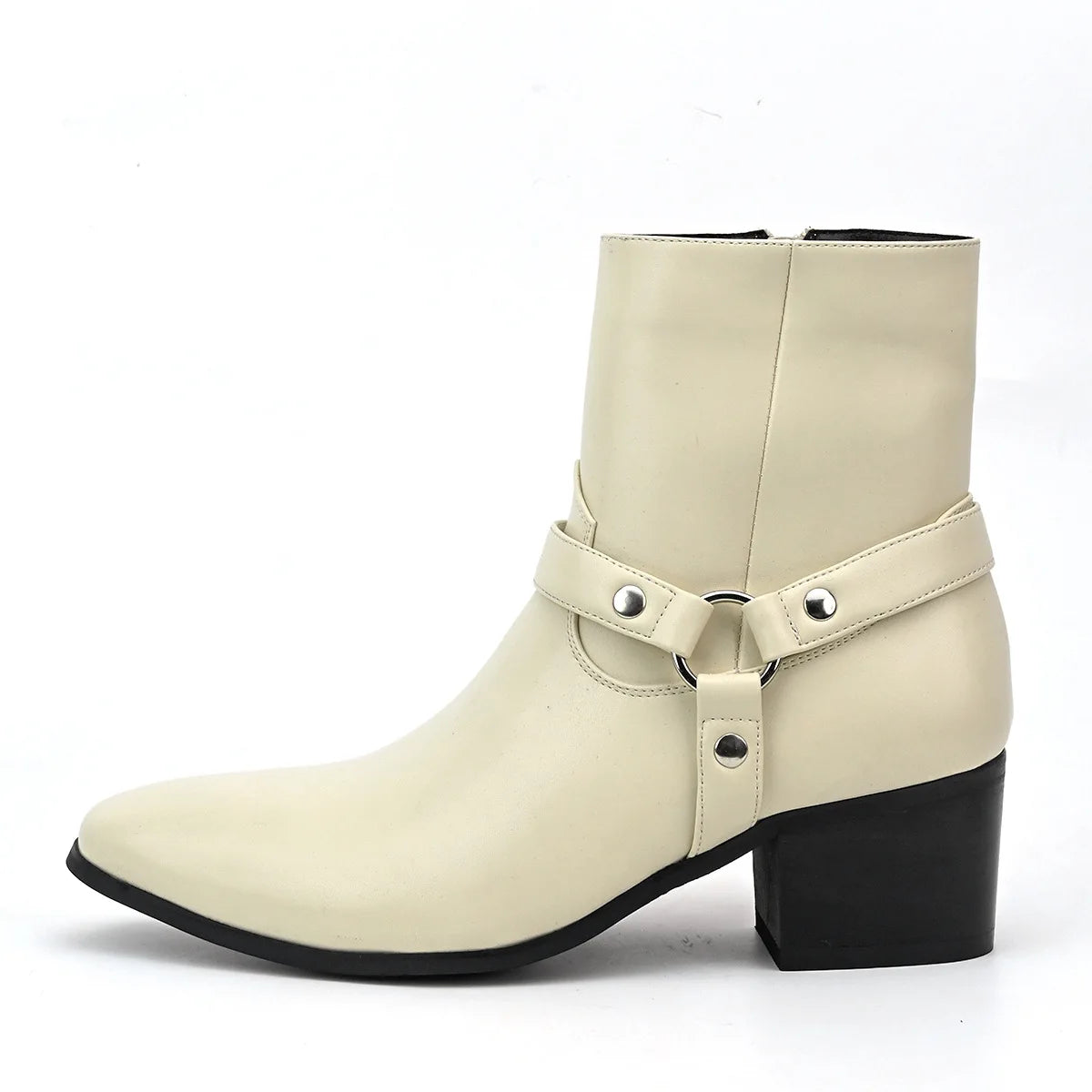 Chain Detail Western Ankle Boots | Men's Cowboy Riding Shoes