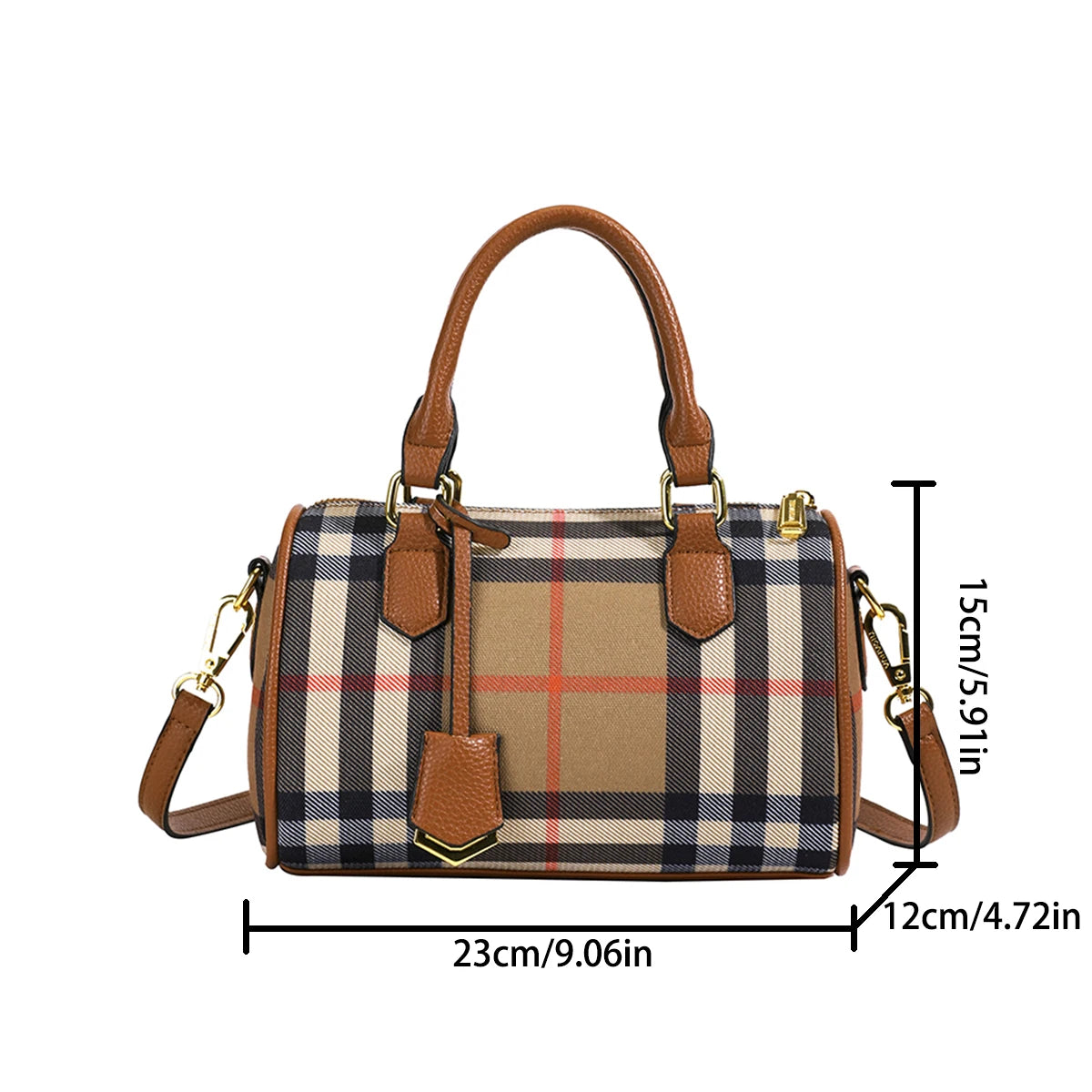 Classic Stripe Plaid Barrel Bag | Large Capacity Crossbody Tote