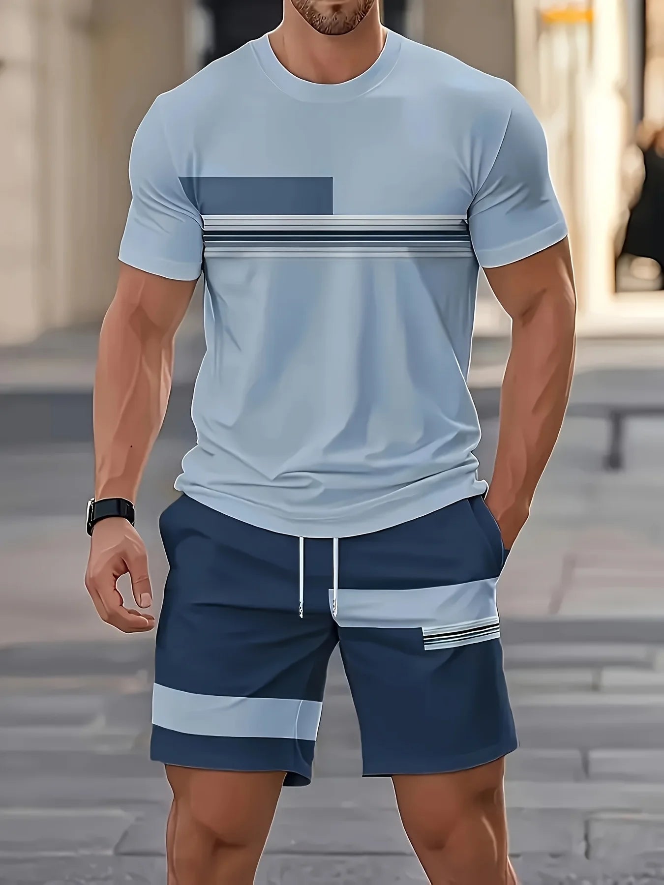 Men's 3D Printed Short-Sleeve Co-Ord Set – Casual Streetwear