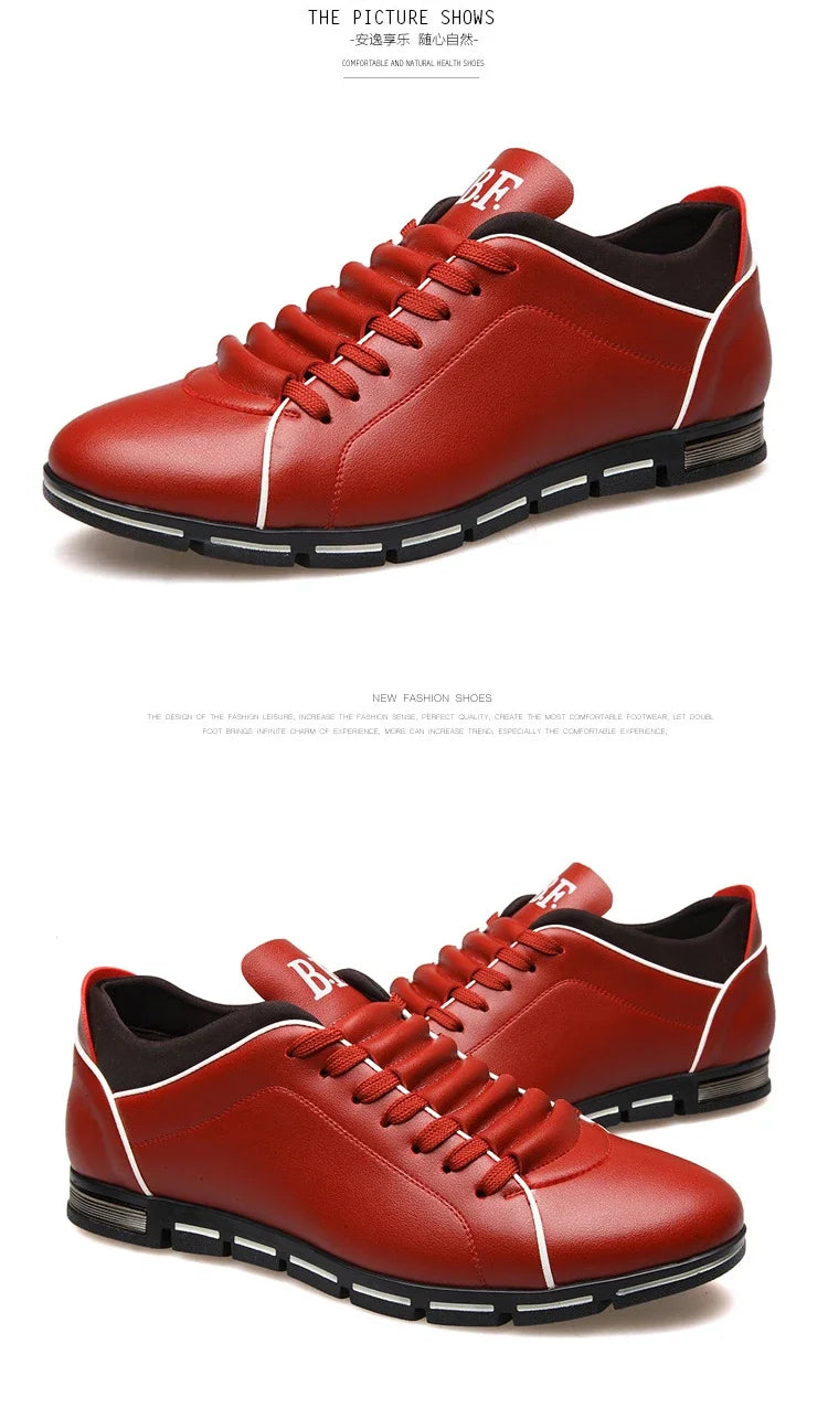 Red sneakers with Black soles on a White background