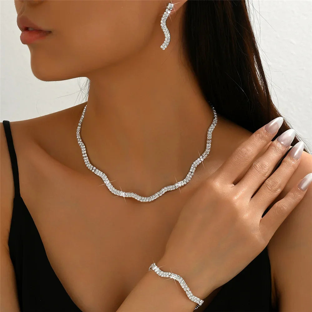 Luxury Rhinestone Bridal Jewelry Set – Elegant Wedding Accessories for Women