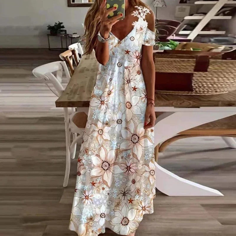 Women's Printed Sleeveless Maxi Dress – Casual Summer Long Dress
