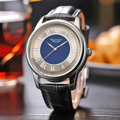 Men's Luxury Business Quartz Watch – Leather Strap, Waterproof