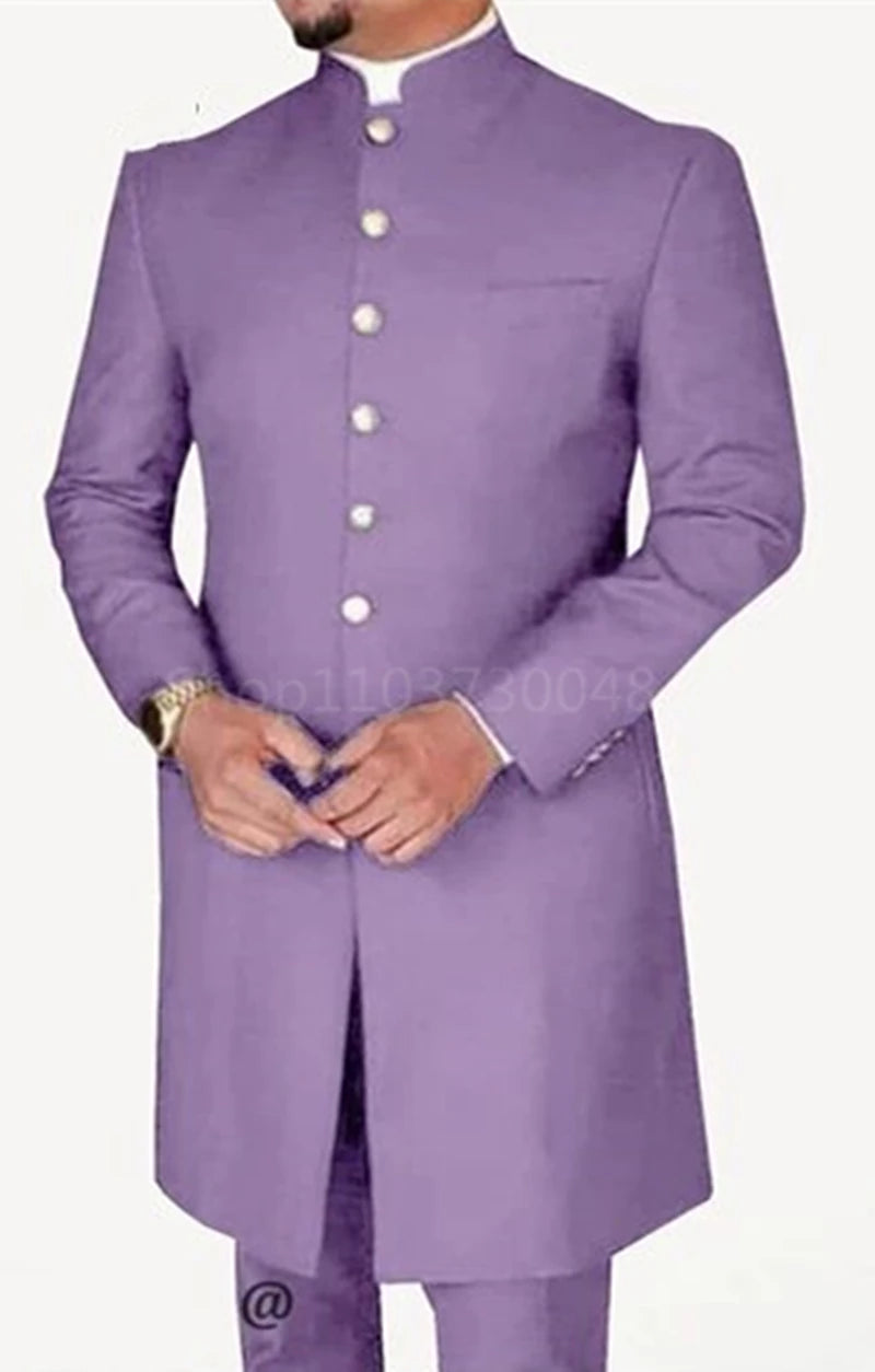 Purple sherwani worn by a person on a White background