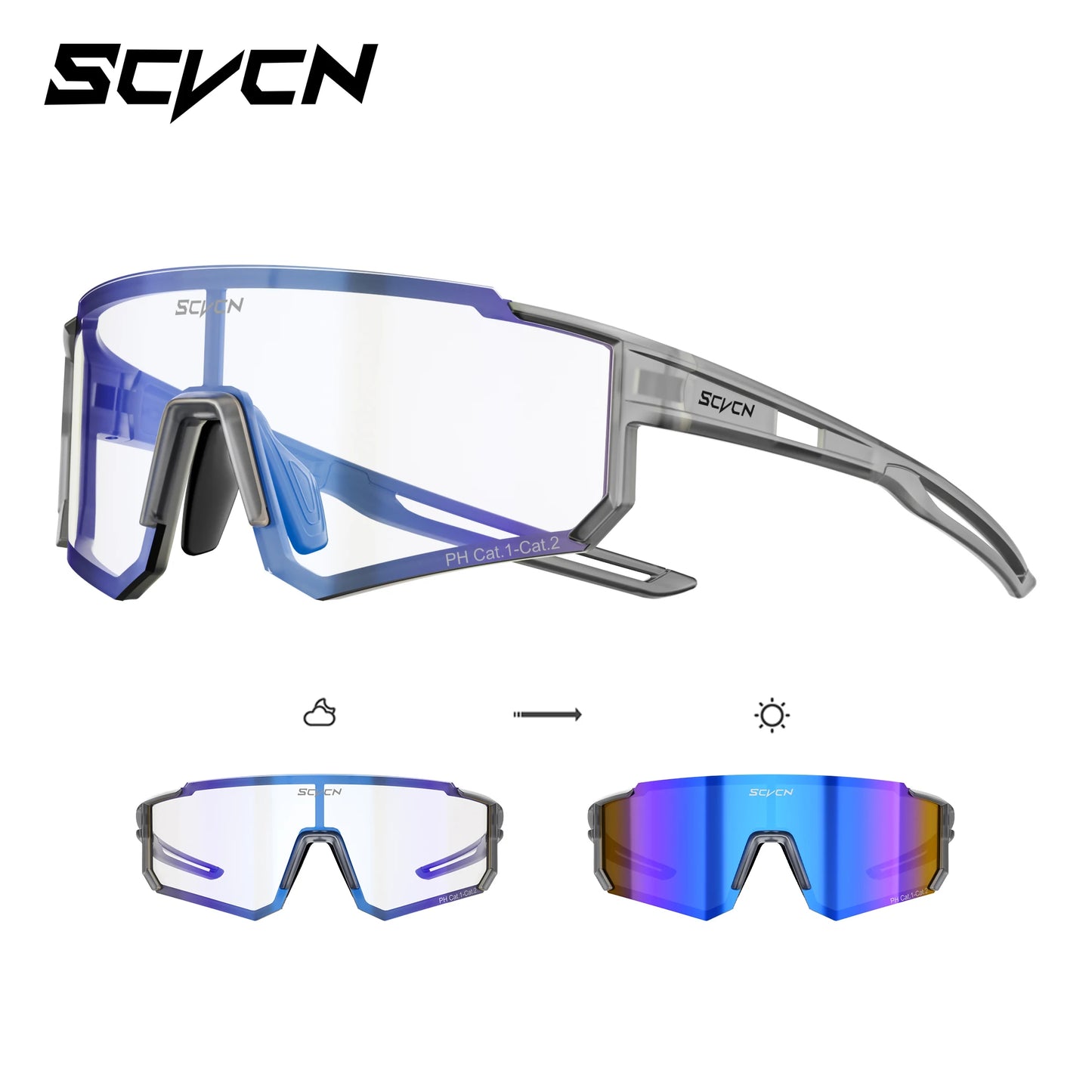 Photochromic Cycling Sunglasses – UV400 Windproof Sports Goggles