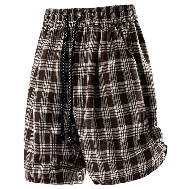 Men's Plaid Cargo Shorts – Ice Silk, Loose Fit