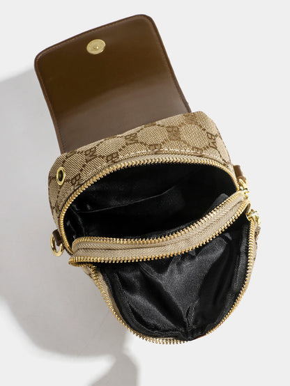 Women’s Checkered Round Crossbody Bag With Flap