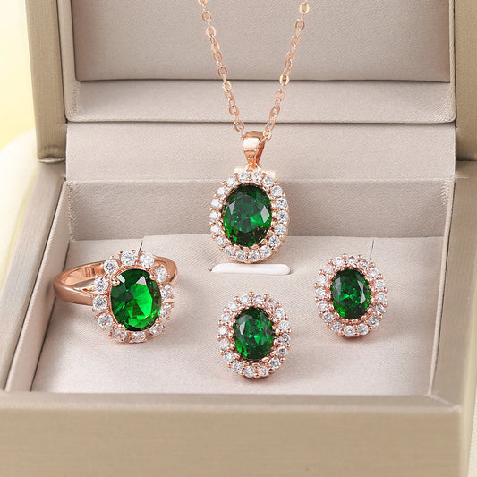 Women's Crystal Rhinestone Jewelry Set – Necklace, Earrings & Bracelet