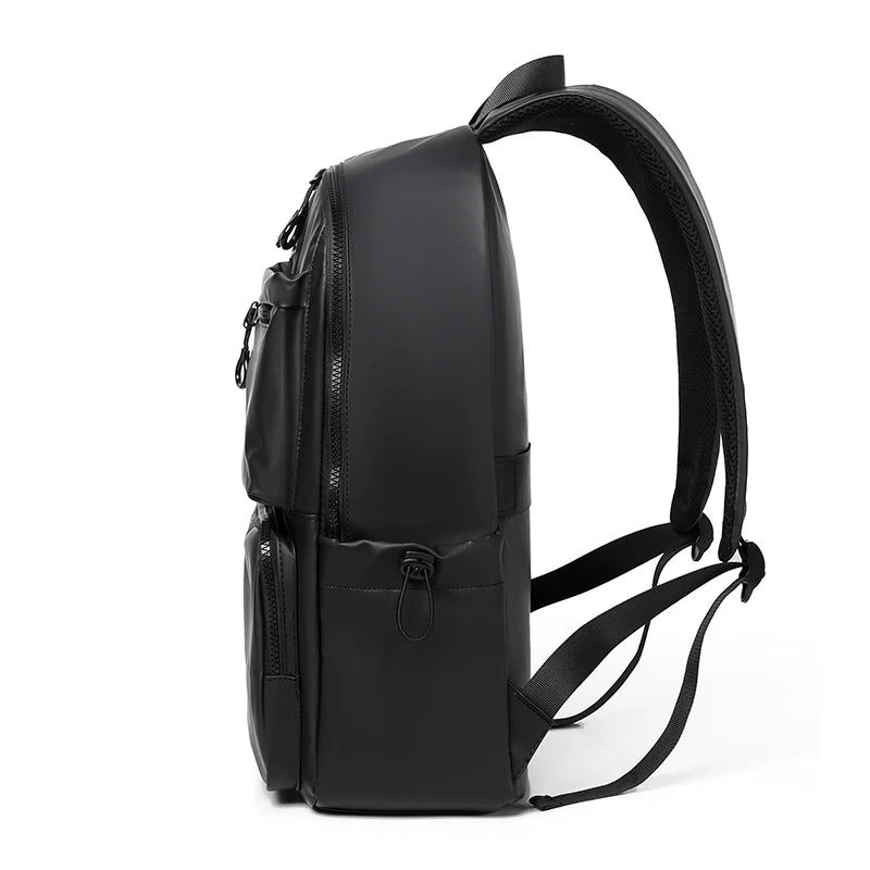 Black backpack on a white background