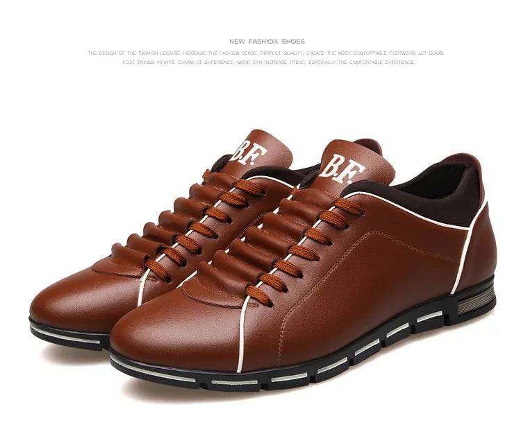 Brown leather sneakers with White accents on a White background