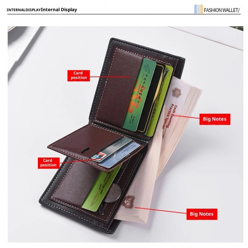 Men's Hand-Woven Leather Wallet – Slim Multi-Card Coin Purse