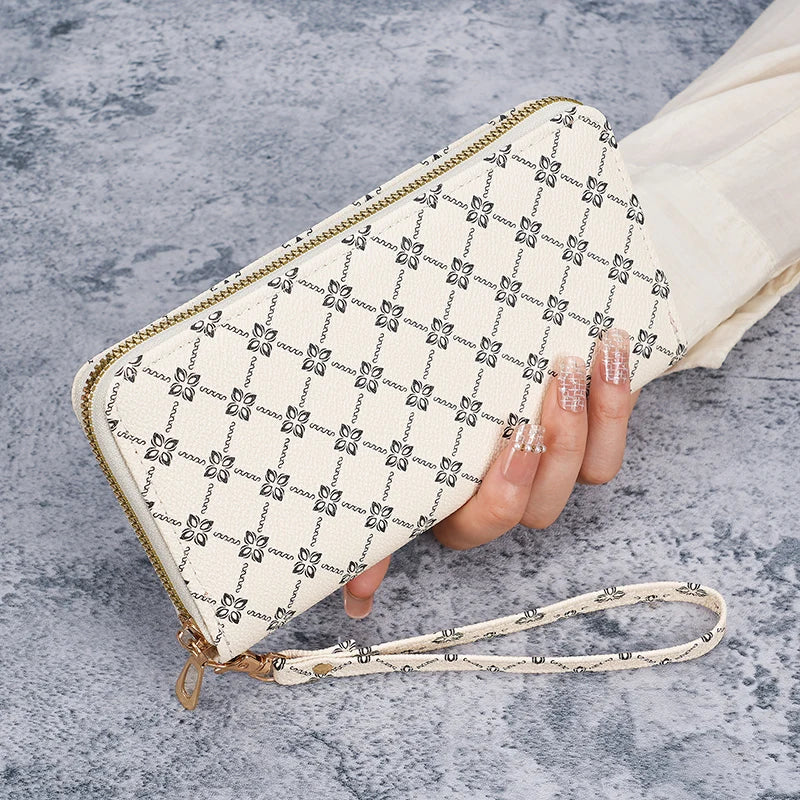 European Print Long Wallet — Multi-Pocket Clutch