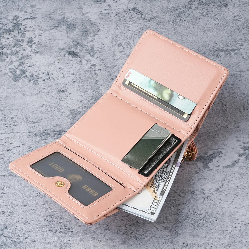 Women's Short PU Leather Wallet – Multi-Card Slot Coin Purse