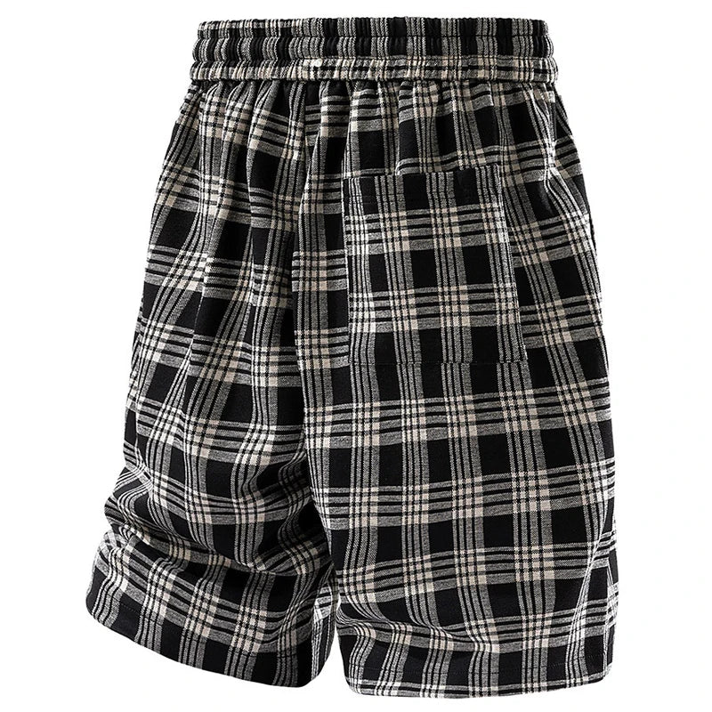 Men's Plaid Cargo Shorts – Ice Silk, Loose Fit