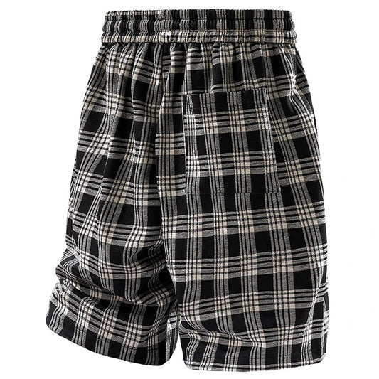 Men's Plaid Cargo Shorts – Ice Silk, Loose Fit