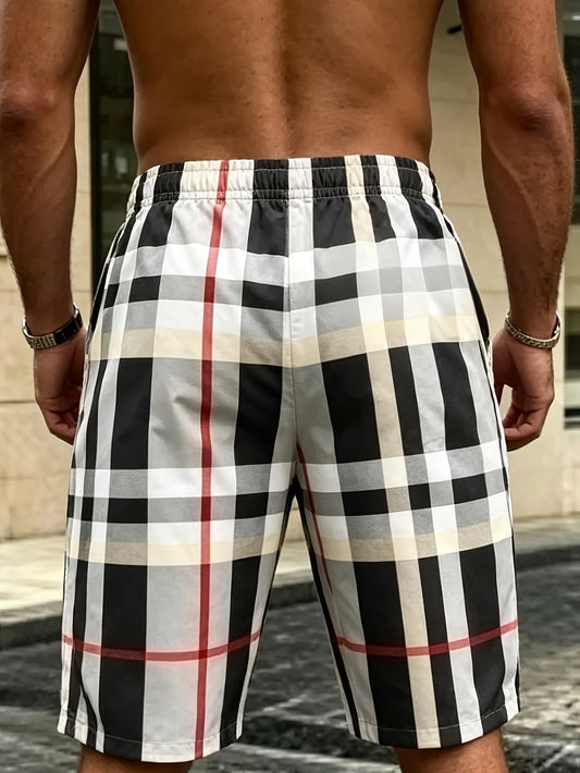 Men's Color Block Beach Shorts – Quick-Dry Hawaiian