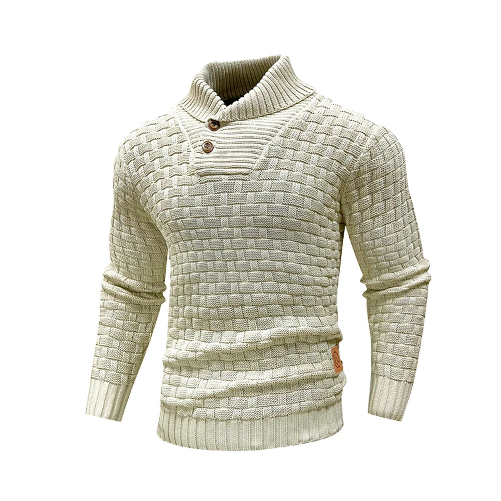 Men's Crew Neck Knit Sweater – Warm Ribbed Pullover for Fall & Winter