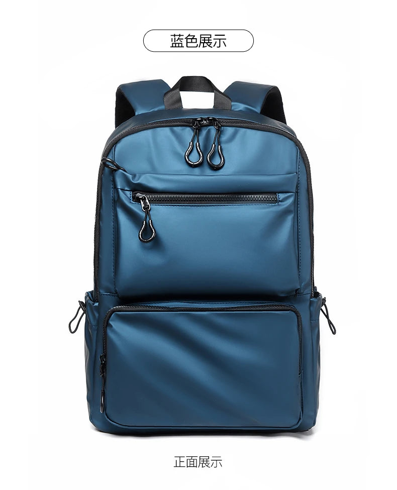 Blue Men's Waterproof Backpack – Multi-Pocket Detail View | Atlantis