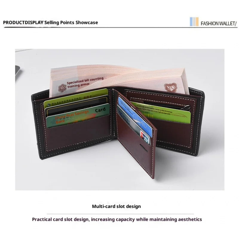 Men's Hand-Woven Leather Wallet – Slim Multi-Card Coin Purse
