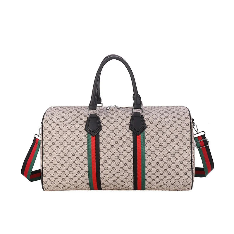 Large-Capacity Travel Duffel Bag — Plaid Oxford Weekender