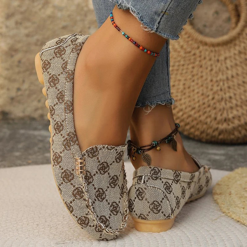 Women's Luxury Print Canvas Loafers – Casual Flat Outdoor Shoes
