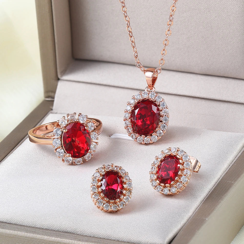 Women's Crystal Rhinestone Jewelry Set – Necklace, Earrings & Bracelet
