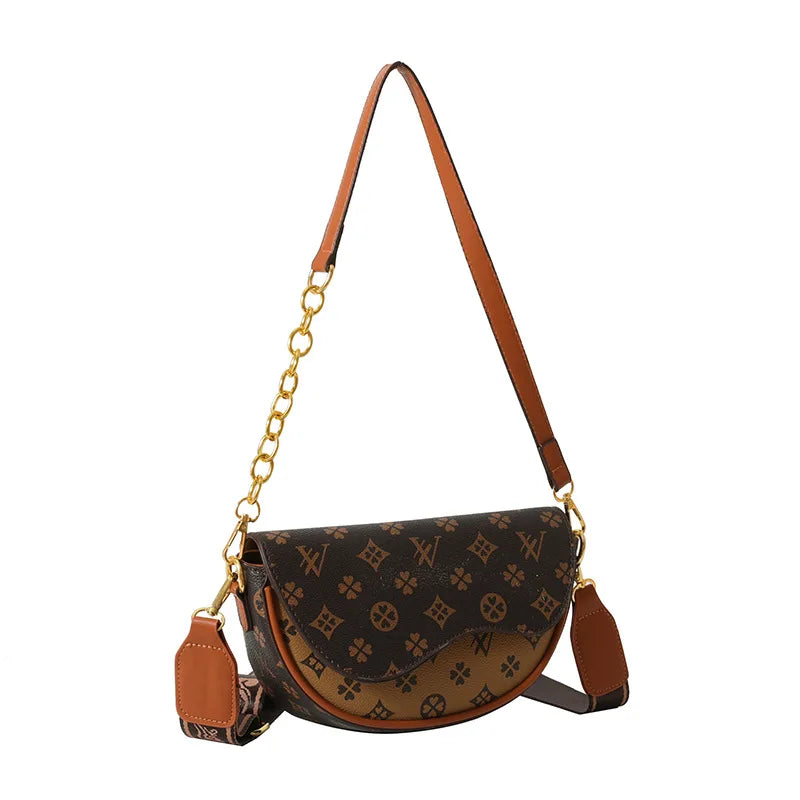 Letter Print Saddle Crossbody Bag