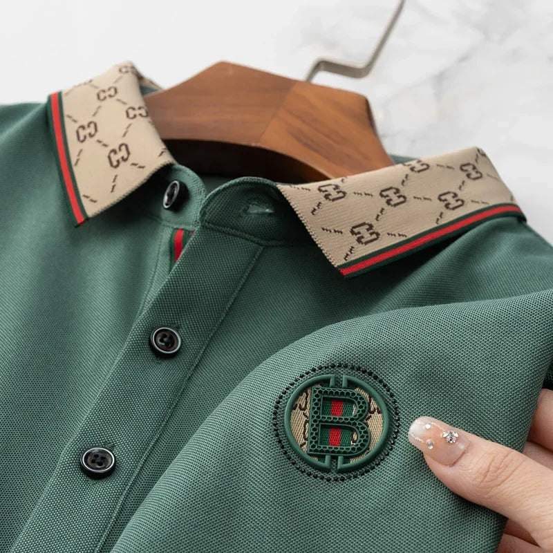 Men's Ice Silk Embroidered Polo Shirt – Breathable Summer Top