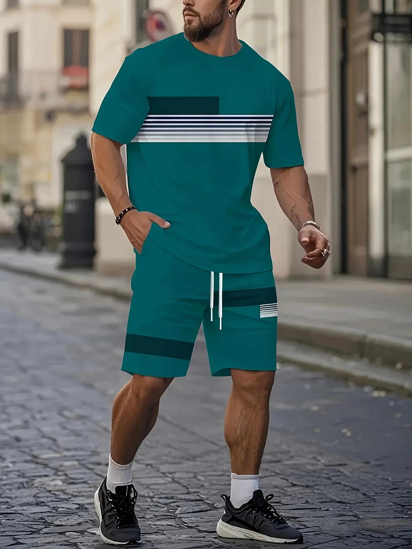 Men's 3D Printed Short-Sleeve Co-Ord Set – Casual Streetwear