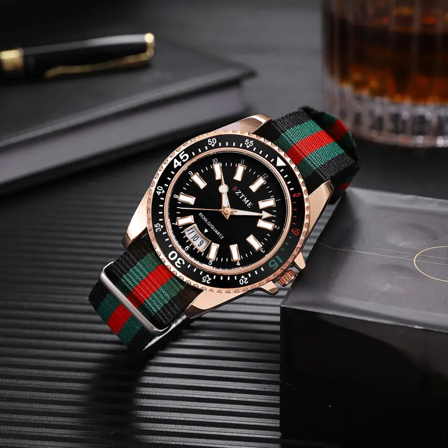 Nylon Strap Calendar Quartz Watch – Minimalist Unisex Business Watch