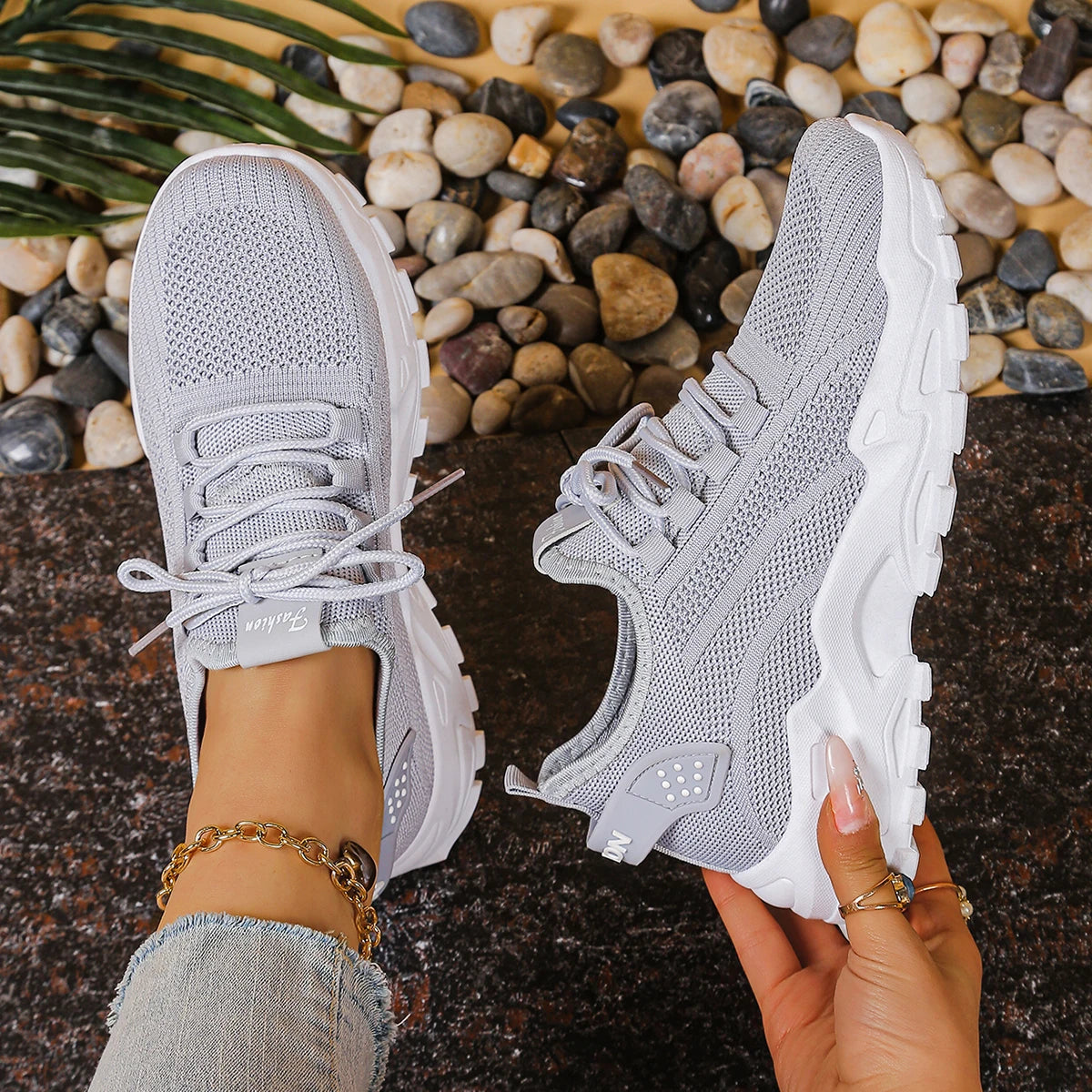 Grey Women's Breathable Mesh Sports Shoes – Soft Sole Casual Sneakers | Atlantis