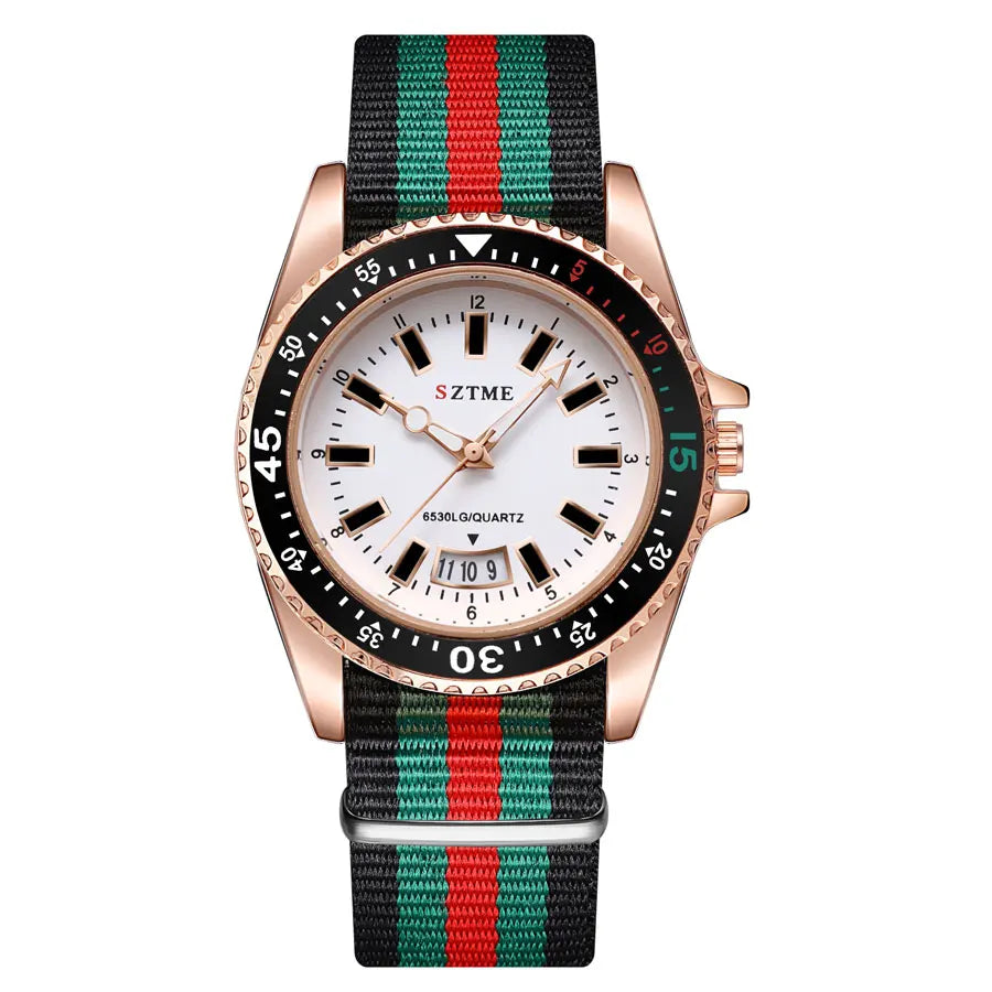 Nylon Strap Calendar Quartz Watch – Minimalist Unisex Business Watch