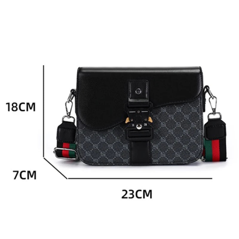 Men's Jacquard Crossbody Sling Bag — Waterproof PU Leather