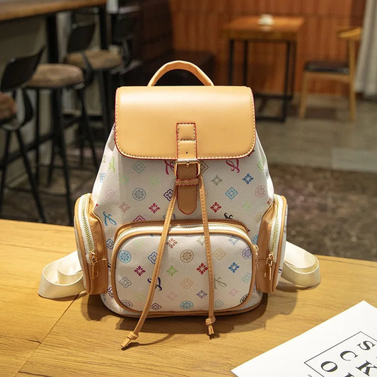 Women's Designer Drawstring Backpack – Large Capacity Travel & School Bag