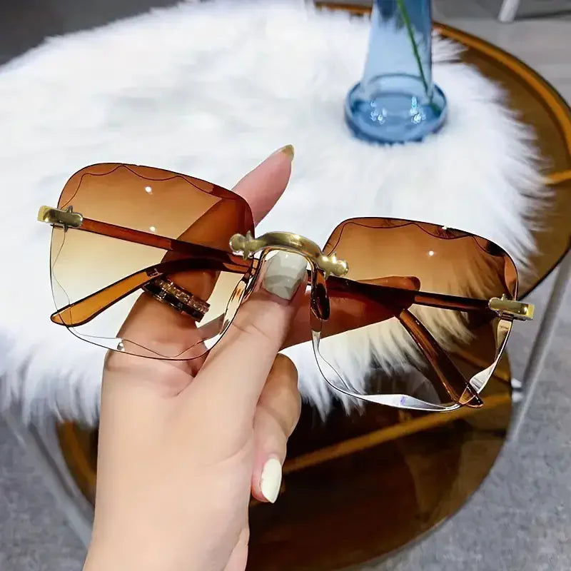 Women's Square Rimless Sunglasses Set – 3 Pack UV400 Protection