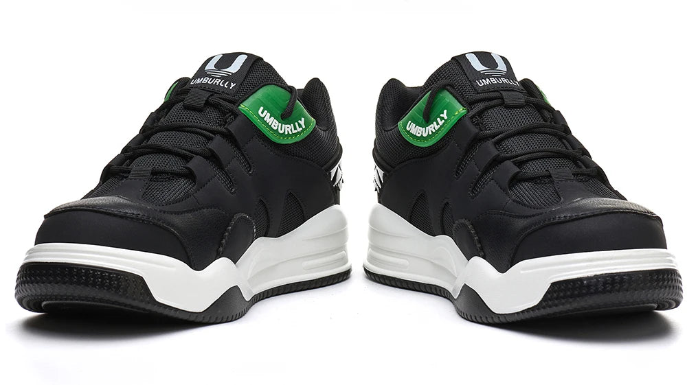 Black sneakers with Green accents and 'Univerry' branding on a White background