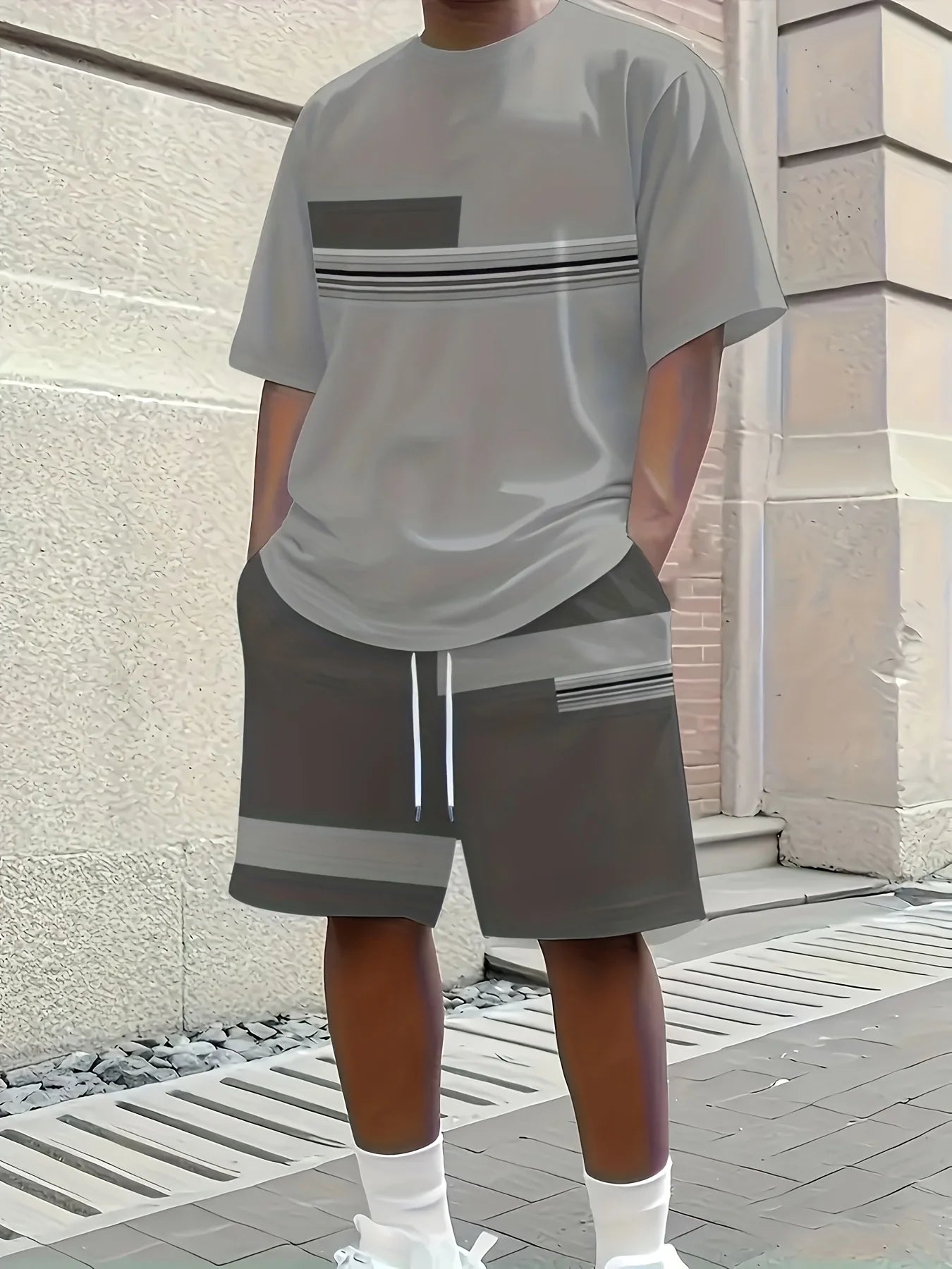 Men's 3D Printed Short-Sleeve Co-Ord Set – Casual Streetwear